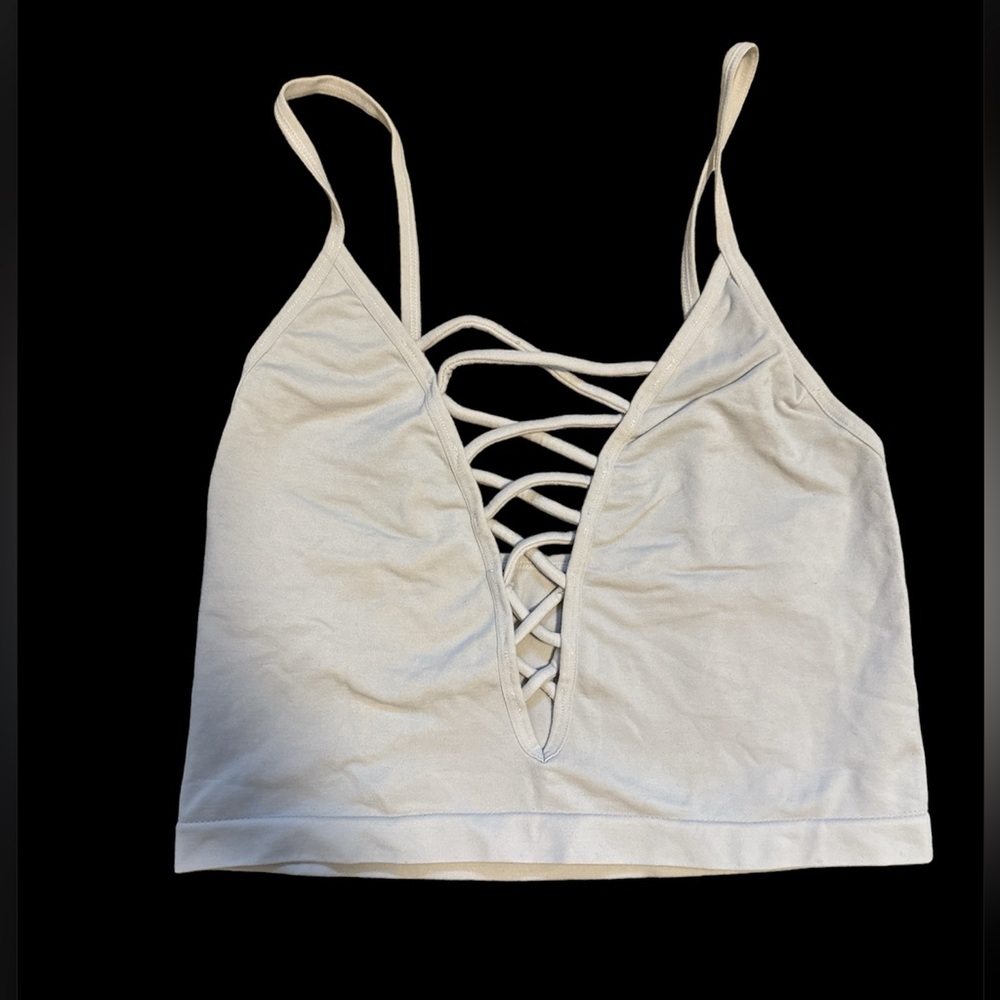 white corset stretch crop top Medium
